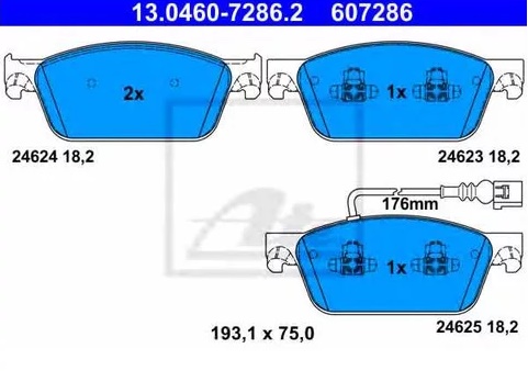 Колодки тормозные дисковые передние VOLKSWAGEN Multivan, Transporter Ate 13.0460-7286.2 