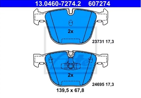 Колодки тормозные дисковые задние BMW 5, 7 Ate 13.0460-7274.2