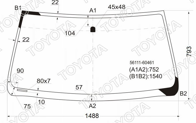 Стекло лобовое TOYOTA LAND CRUISER PRADO 120 02-09 56111-60461