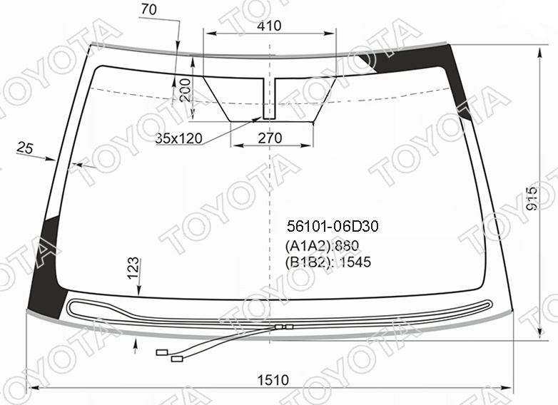 Стекло лобовое с обогревом щеток TOYOTA CAMRY (XV70) 56101-06D30