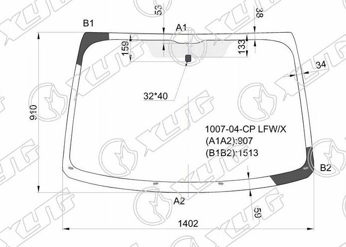 Стекло лобовое PEUGEOT 1007 3D HBK 04-09 XYG 1007-04-CP LFW/X