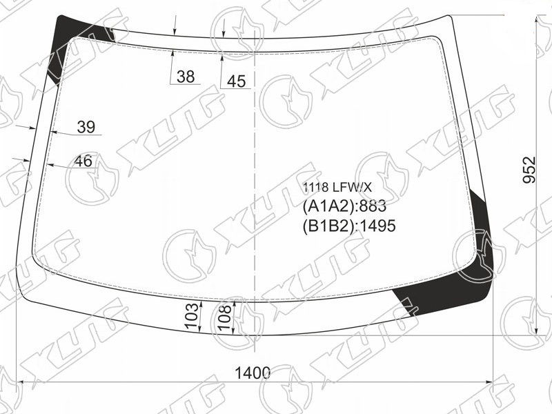 Стекло лобовое LADA KALINA XYG 1118 LFW/X 