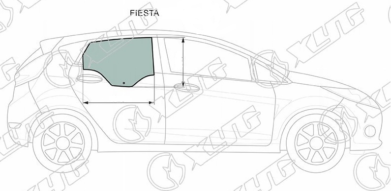 Стекло заднее правое опускное FORD FIESTA XYG 121-5 RD/RH 