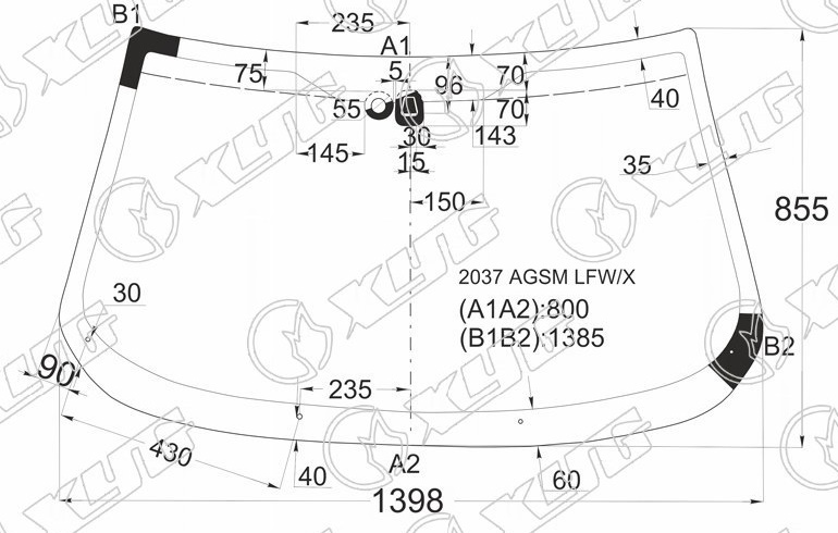 Стекло лобовое ALFA ROMEO 147 XYG 2037AGSM LFW/X 