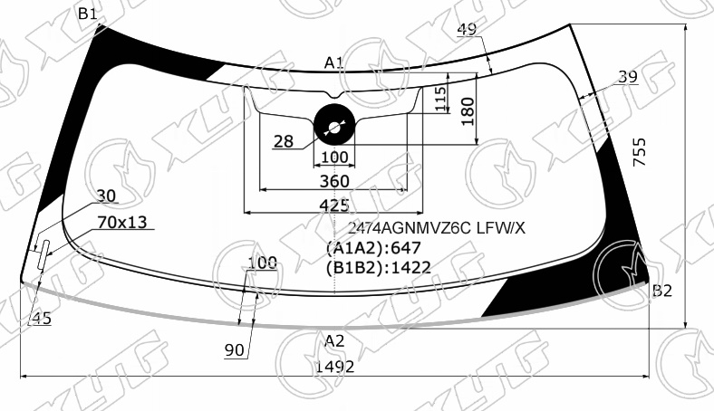 Стекло лобовое MINI COOPER XYG 2474AGNMVZ6C LFW/X