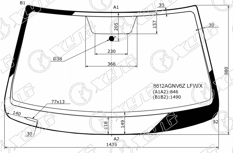 Стекло лобовое VOLKSWAGEN JETTA XYG 8612AGNV6Z LFW/X 