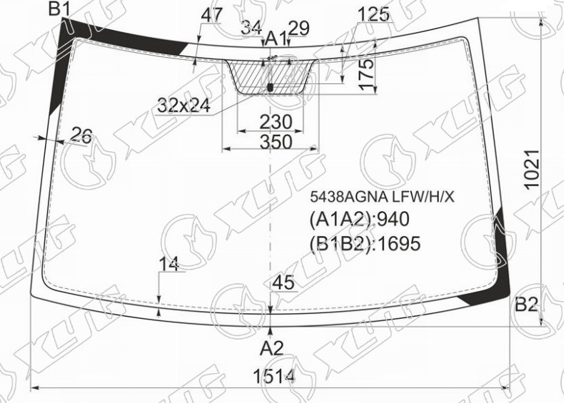 Стекло лобовое MERCEDES-BENZ VITO, VIANO XYG 5438AGNA LFW/H/X 