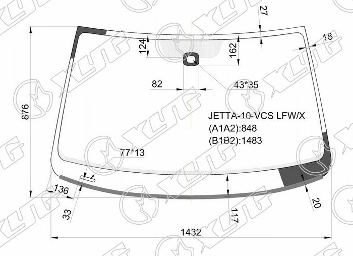 Стекло лобовое VOLKSWAGEN JETTA XYG JETTA-10-VCS LFW/X 