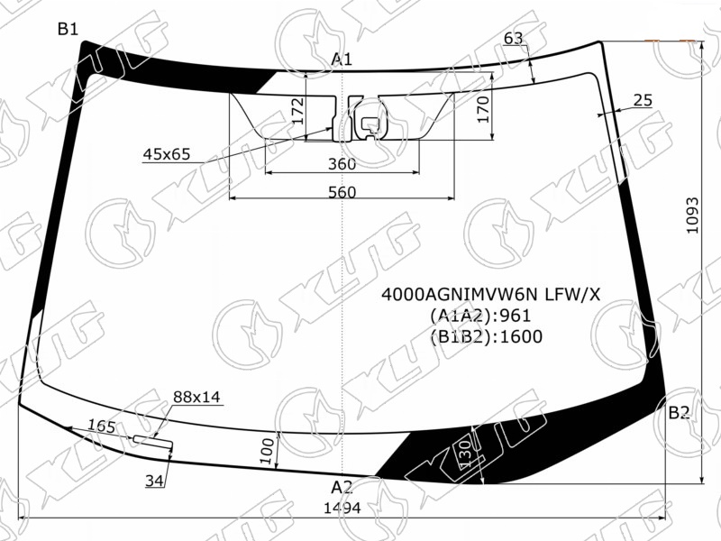 Стекло лобовое HONDA CR-V XYG 4000AGNIMVW6N LFW/X 