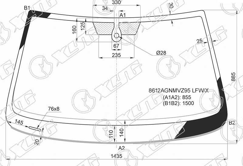 Стекло лобовое VOLKSWAGEN JETTA XYG 8612AGNMVZ95 LFW/X 