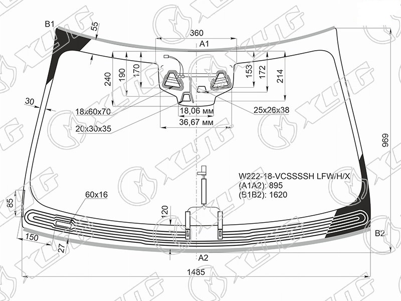 Стекло лобовое MERCEDES-BENZ S CLASS XYG W222-18-VCSSSSH LFW/H/X 