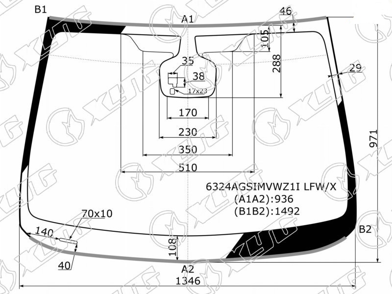 Стекло лобовое OPEL ASTRA J XYG 6324AGSIMVWZ1I LFW/X 