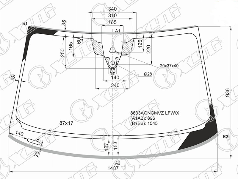 Стекло лобовое AUDI A5, SPORTBACK XYG 8633AGNCMVZ LFW/X 