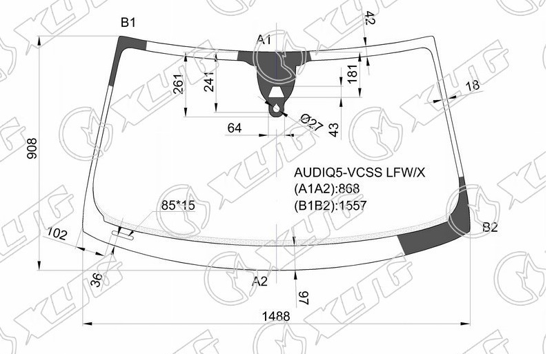 Стекло лобовое AUDI Q5 XYG AUDIQ5-VCSS LFW/X 