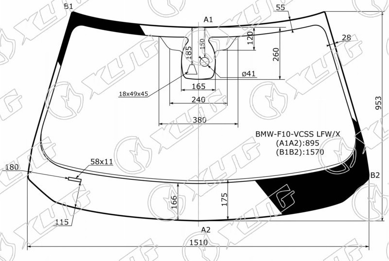 Стекло лобовое BMW 5-SERIES XYG BMW-F10-VCSS LFW/X 