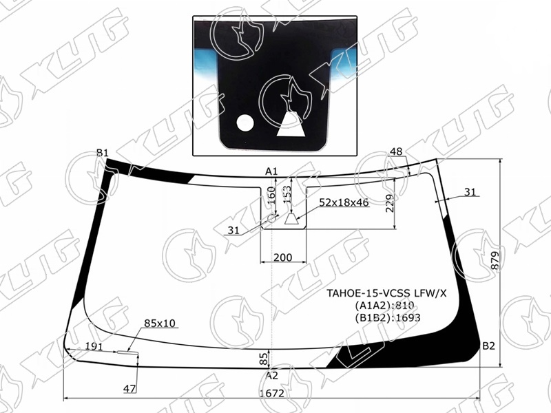 Стекло лобовое CADILLAC ESCALADE, TAHOE, GMC YUKON XYG TAHOE-15-VCSS LFW/X 