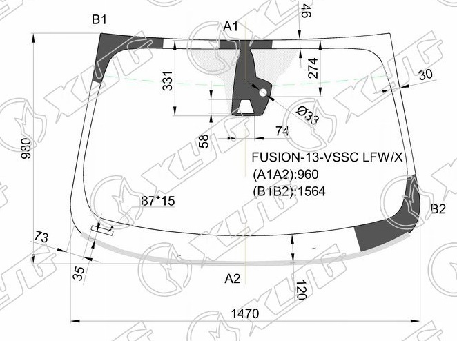 Стекло лобовое FORD MONDEO XYG FUSION-13-VSSC LFW/X