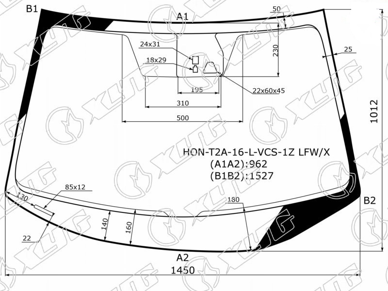 Стекло лобовое HONDA ACCORD XYG HON-T2A-16-L-VCS-1Z LFW/X 