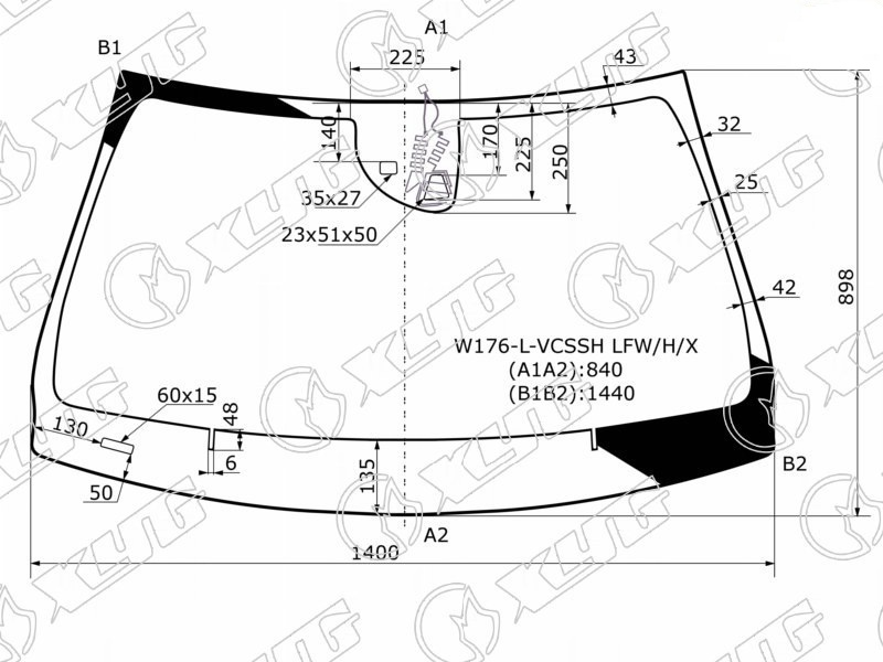 Стекло лобовое MERCEDES-BENZ A-CLASS XYG W176-L-VCSSH LFW/H/X 