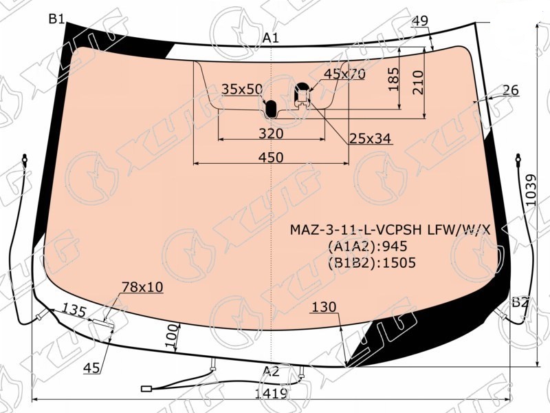 Стекло лобовое MAZDA 3 XYG MAZ-3-11-L-VCPSH LFW/W/X 