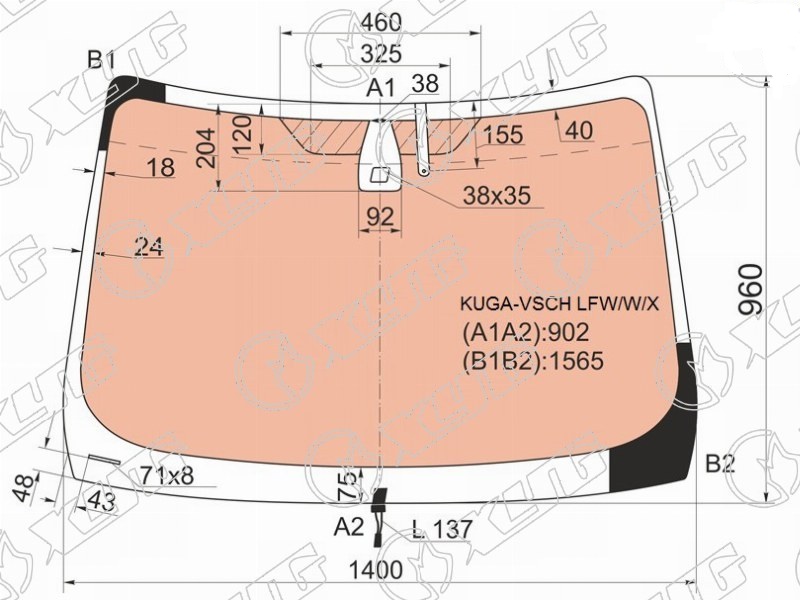 Стекло лобовое FORD KUGA XYG KUGA-VSCH LFW/W/X 