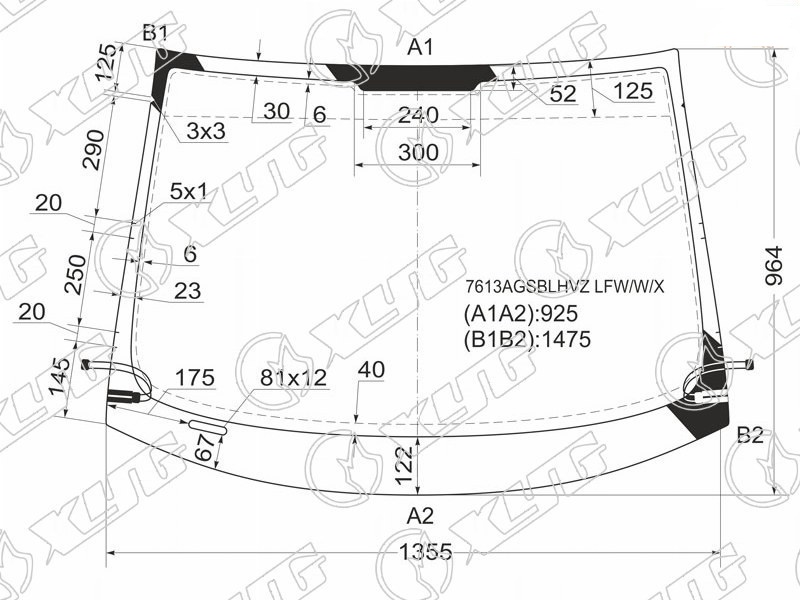 Стекло лобовое с обогревом щёток SEAT LEON XYG 7613AGSBLHVZ LFW/W/X 