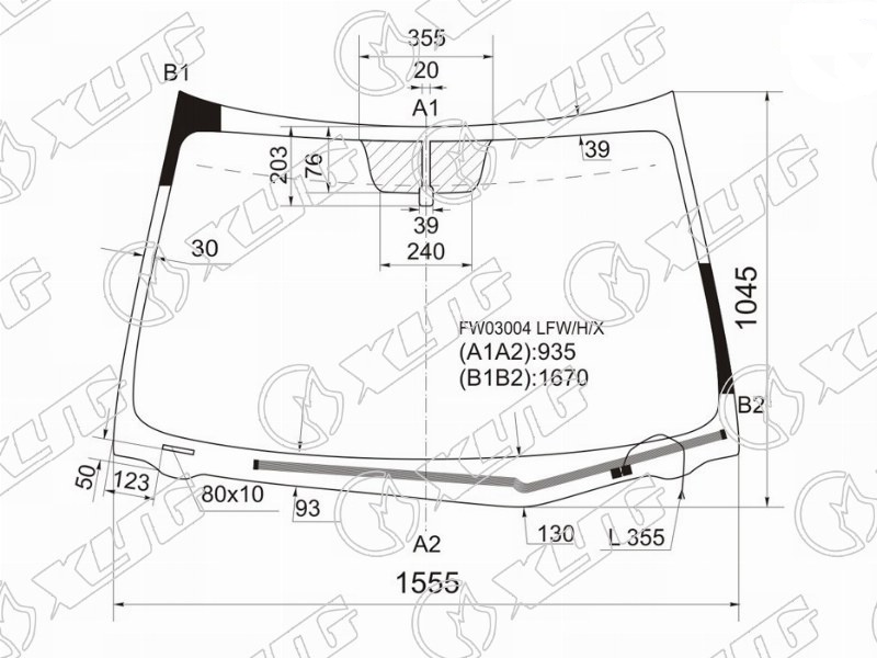 Стекло лобовое с обогревом щеток TOYOTA VENZA XYG FW03004 LFW/H/X 