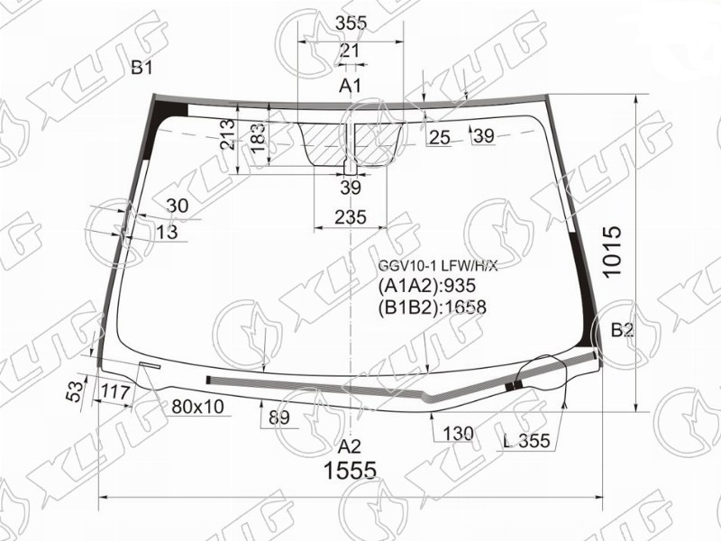 Стекло лобовое с обогревом щеток TOYOTA VENZA XYG GGV10-1 LFW/H/X 