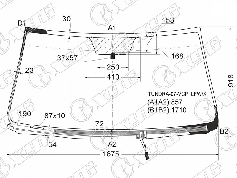 Стекло лобовое с обогревом щеток TOYOTA SEQUOIA, TUNDRA PICKUP XYG TUNDRA-07-VCP LFW/X 