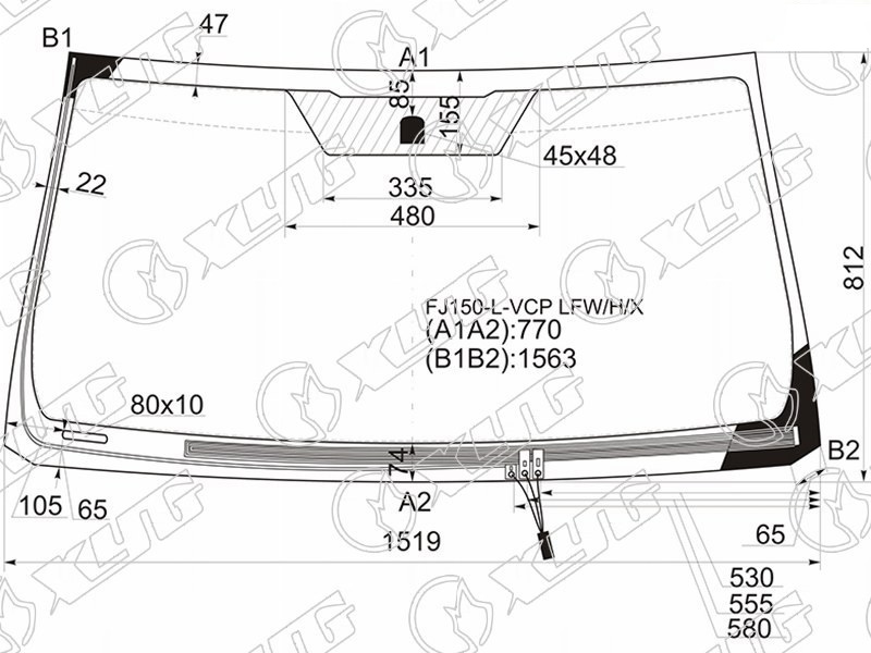 Стекло лобовое с обогревом щеток TOYOTA LAND CRUISER PRADO, LEXUS GX 460 XYG FJ150-L-VCP LFW/H/X 