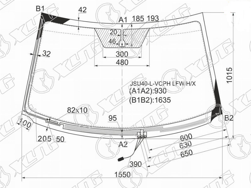 Стекло лобовое с обогревом щеток TOYOTA HIGHLANDER, KLUGER XYG JSU40-L-VCPH LFW/H/X 