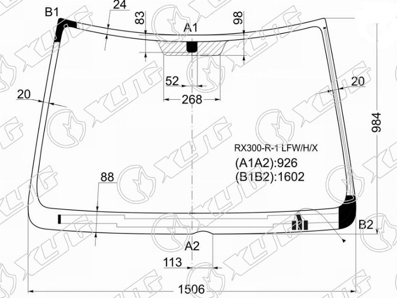 Стекло лобовое с обогревом щеток TOYOTA HARRIER XYG RX300-R-1 LFW/H/X 