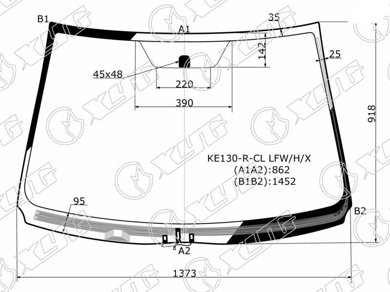 Стекло лобовое с обогревом щеток TOYOTA COROLLA, FIELDER XYG KE130-R-CL LFW/H/X 