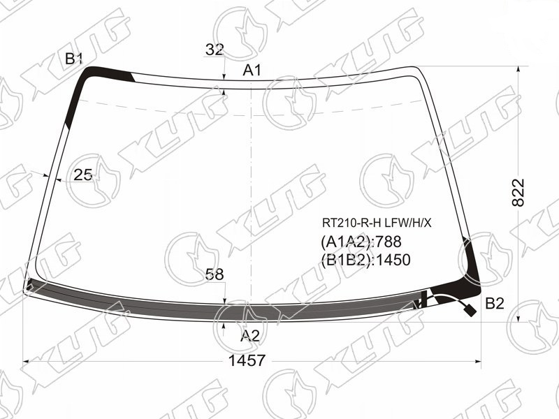 Стекло лобовое с обогревом щеток TOYOTA CARINA XYG RT210-R-H LFW/H/X 