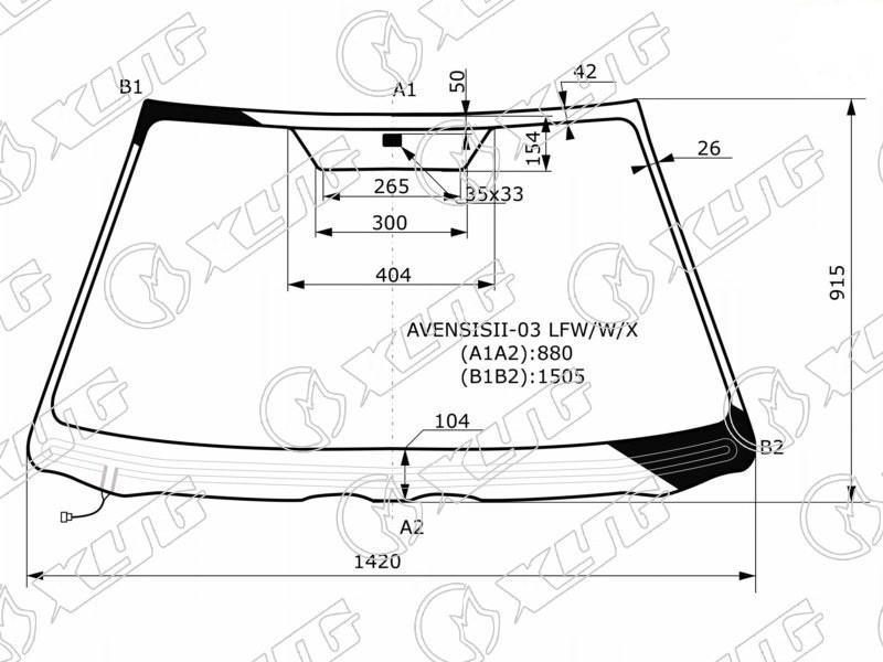 Стекло лобовое с обогревом щеток TOYOTA AVENSIS XYG AVENSISII-03 LFW/W/X 