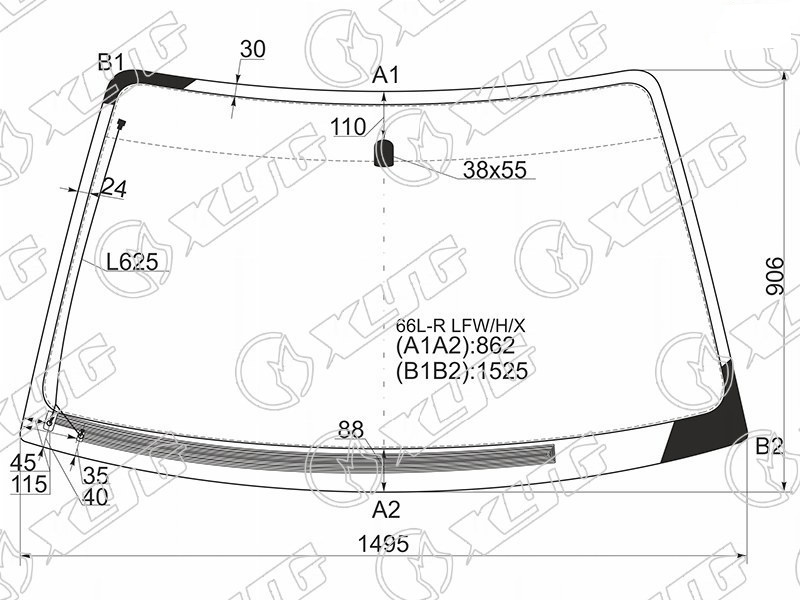 Стекло лобовое с обогревом щеток SUBARU LEGACY, OUTBACK XYG 66L-R LFW/H/X 