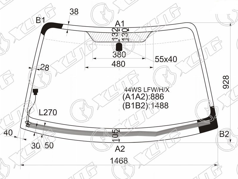 Стекло лобовое с обогревом щеток SUBARU IMPREZA XYG 44WS LFW/H/X 