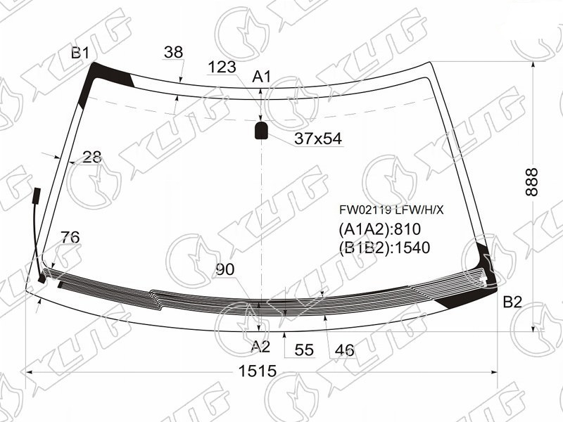 Стекло лобовое с обогревом щеток SUBARU FORESTER XYG FW02119 LFW/H/X 