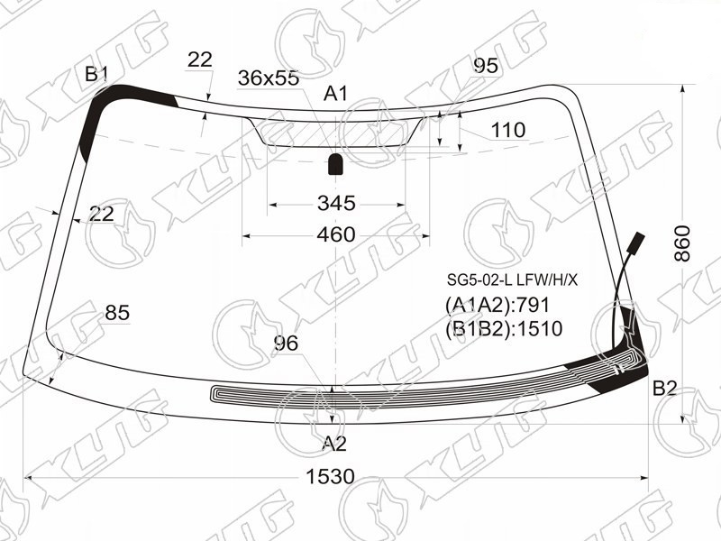 Стекло лобовое с обогревом щеток SUBARU FORESTER XYG SG5-02-L LFW/H/X 