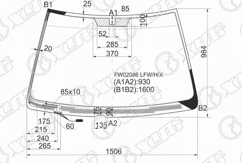 Стекло лобовое с обогревом щеток LEXUS RX 300 XYG FW02086 LFW/H/X 