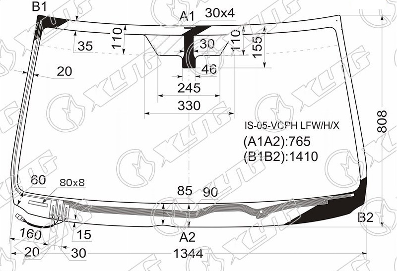 Стекло лобовое с обогревом щеток LEXUS IS 250, 350 XYG IS-05-VCPH LFW/H/X 