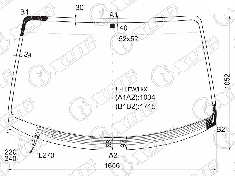 Стекло лобовое с обогревом щеток HYUNDAI H1-STAREX XYG H-I LFW/H/X  