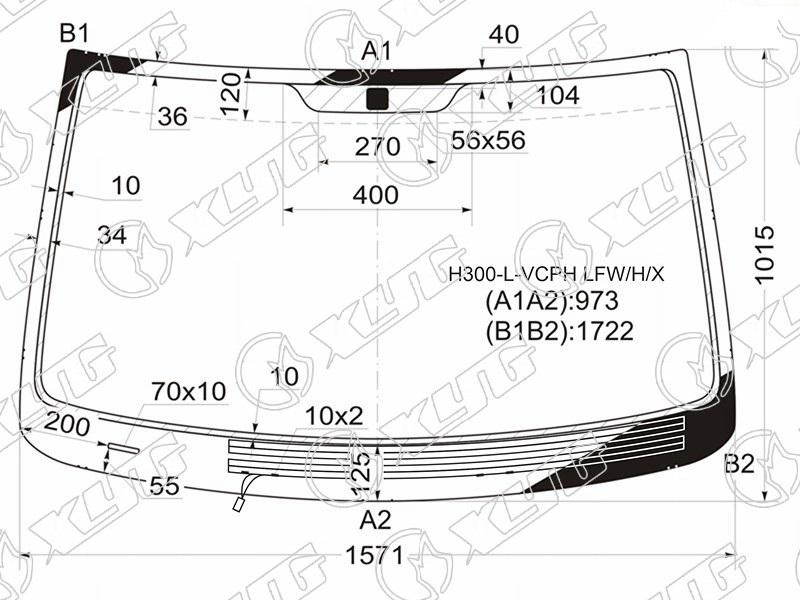 Стекло лобовое с обогревом щеток HYUNDAI H-1 II, I800, STAREX, GRAND STAREX XYG H300-L-VCPH LFW/H/X 