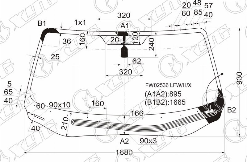 Стекло лобовое с обогревом щеток HONDA RIDGELINE XYG FW02536 LFW/H/X 