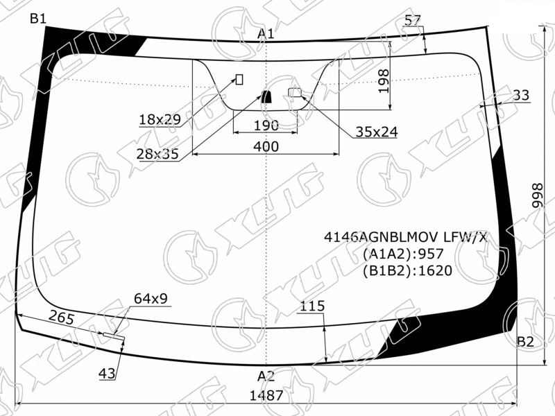 Стекло лобовое HYUNDAI i40 XYG 4146AGNBLMOV LFW/X 