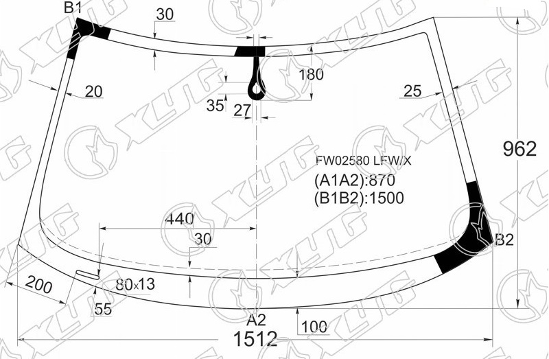 Стекло лобовое AUDI A3, S3 XYG FW02580 LFW/X 