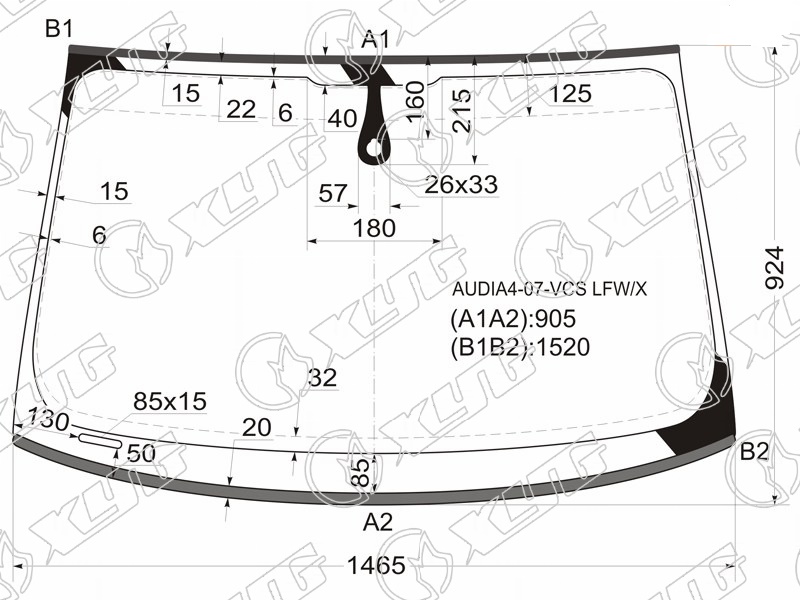 Стекло лобовое AUDI A4, S4,  RS4 XYG AUDIA4-07-VCS LFW/X 