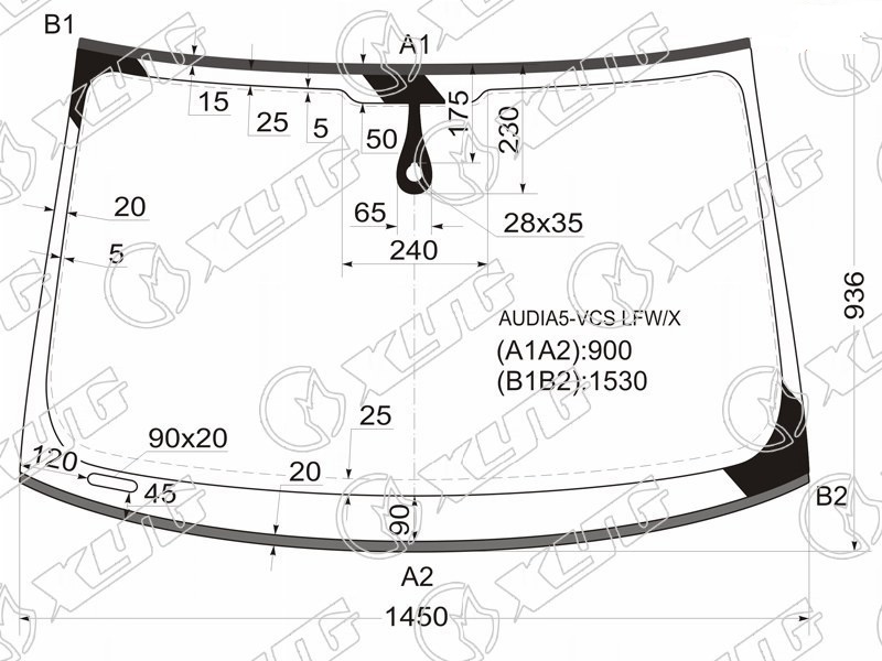 Стекло лобовое AUDI A5 CPE, A5 SPORTBACK XYG AUDIA5-VCS LFW/X 