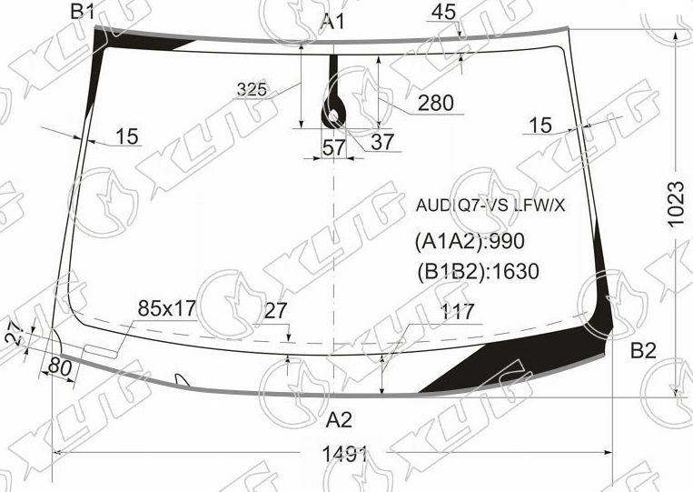 Стекло лобовое AUDI Q7 XYG AUDIQ7-VS LFW/X 
