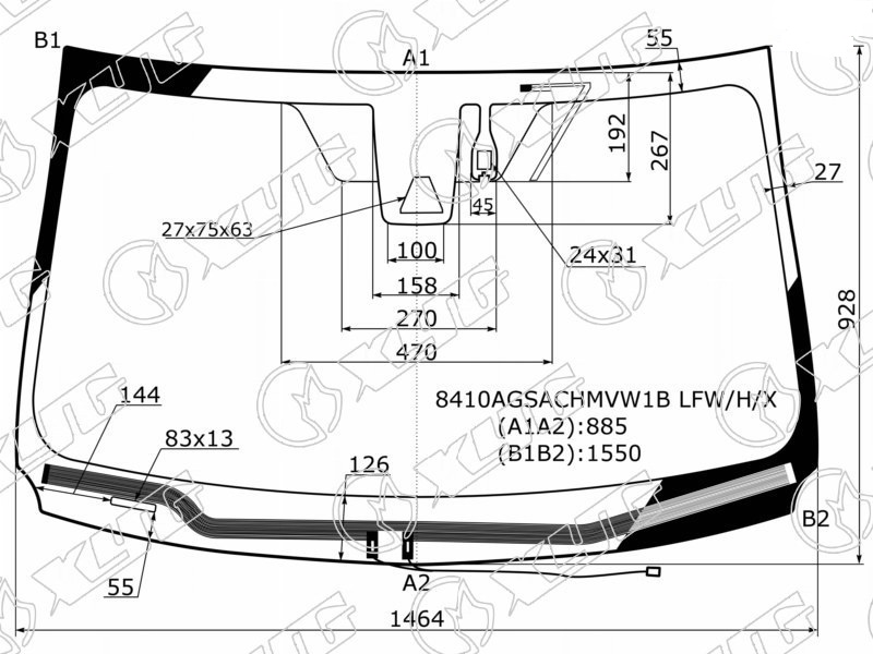 Стекло лобовое с обогревом щеток TOYOTA RAV 4 XYG 8410AGSACHMVW1B LFW/H/X 